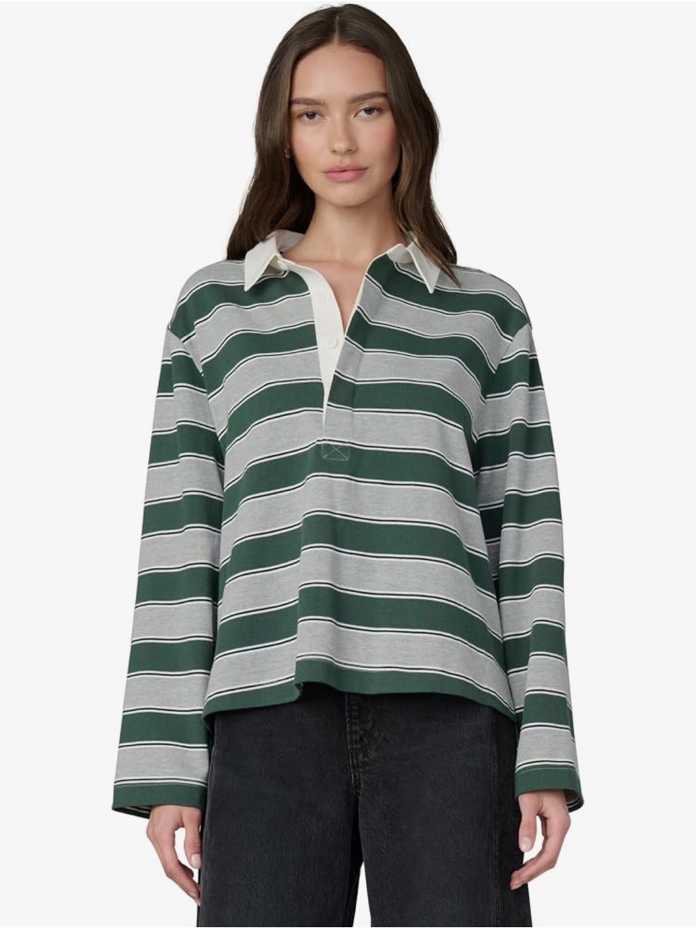 JOE'S JEANS Women's The Dylan Oversized Rugby Shirt-L